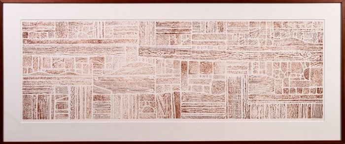 #69 George Morrison Rubbing Lithograph Wood Collage on Paper with a Starting Bid of $100