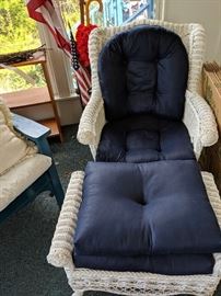 Wicker chair and ottoman