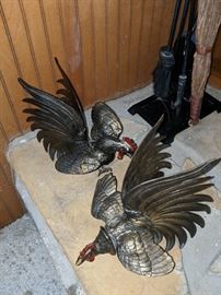 Brass roosters. These things are heavy