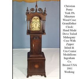 Clock Ingraham Christian Pentz Mini Grandfather Case Clock