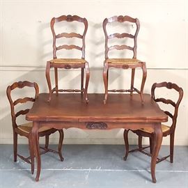 Furniture Table Pull Out Leaves Four Chairs
