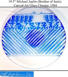 Glass Art Michael Joplin Carved Glass Charger