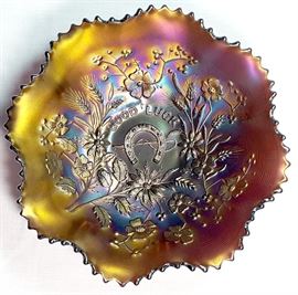 Glass Carnival Northwood Good Luck Bowl