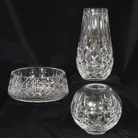 Glass Crystal Waterford Lismore Vases Center Bowl