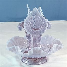 Glass Fenton Hobnail Epergne