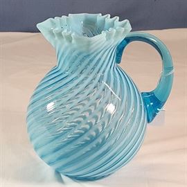 Glass Northwood Blue Opal Swirl Optic Pitcher