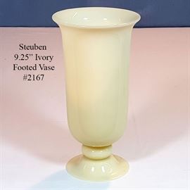 Glass Steuben Ivory Footed Vase
