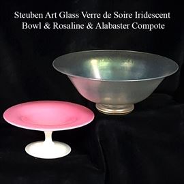 Glass Steuben Verre De Soire Rosaline Alabaster