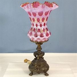 Lighting Fenton Glass Cranberry Opalescent Shade Coin Spot
