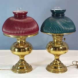 Lighting Pair of Swirl Cased Shade Lamps