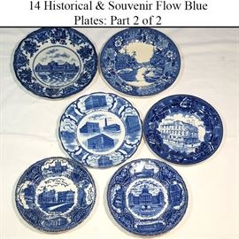 Porcelains Flow Blue Historical Souvenir Plates B