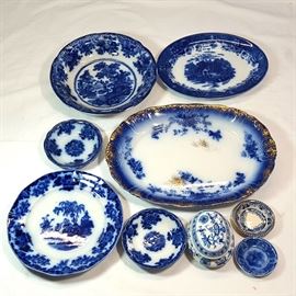 Porcelains Flow Blue Waldorf Country Scenes Scinde LaBelle A