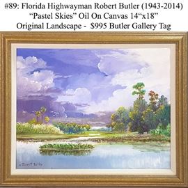 Art Butler Robert Florida Highwayman Oil On Canvas Pastel Skies