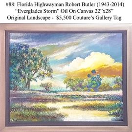 Art Butler Robert Florida Highwayman Oil On Canvas Everglades Storm