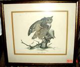Rick Hill Signed Print Great Horned Owl