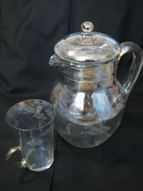 Carnival Glass Lemonade Pitcher and 6 Glasses