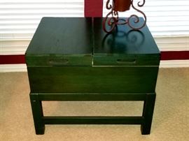 Great black "hidden" (slide out) storage side table