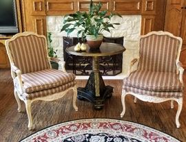 BEAUTIFUL Custom Upholstered French Provincial Arm Chairs