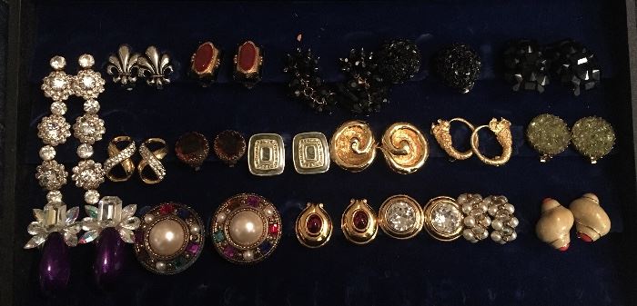All costume jewelry clip on earrings- some are signed, most are not. 