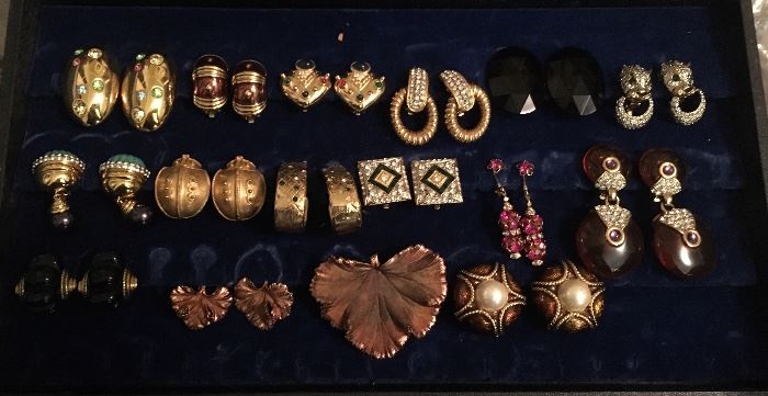 More costume jewelry clip on earrings. Again- some are signed, most are not. 