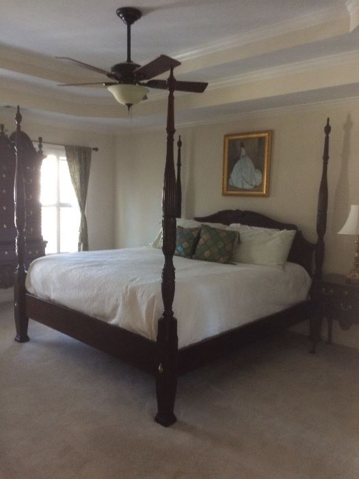 mahogany four poster king bed by Lexington