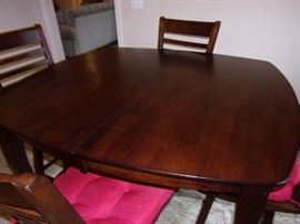 Counter height table and 4 swivel chairs with built in leaf excellent condition, Large neutral area rug