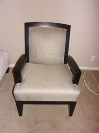 Neutral dark wood accent chair
