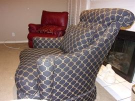 Red leather recliner and Century excellent condition quality luxury tufted accent chair