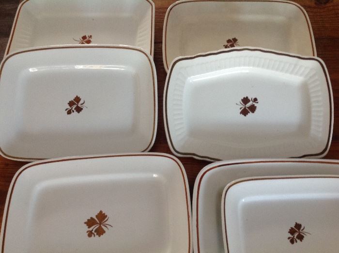 Vintage  copper luster platters tea leaf pattern.  