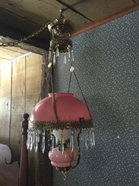 Victorian parlor hanging lamp.  Outstanding 