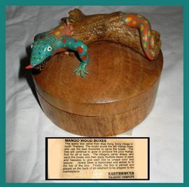 Earthbound Trading Company Mango Wood Lizard Box 