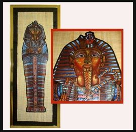HUGE Framed, Signed and Beautifully Rendered King Tut Type Sarcophagus Painting; measures 6' 8" high