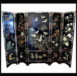Huge Beautiful Room Divider/Screen with Soapstone Measuring approximately 95 Inches Wide