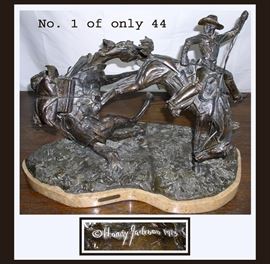 Impressive Harry Jackson Bronze, No 1 of Only 44 Offered, Titled "A Lack of Slack" 14 1/2 Inches High