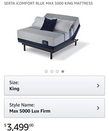 SERTA iCOMFORT BLUE MAX 5000 "KING" MATTRESS (MATTRESS ONLY - BRAND NEW IN BOX)  FRAME OR PILLOWS ARE NOT FOR SALE.