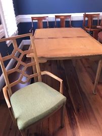 Fabulous mid century table and 4 chairs total (1 arm chair, shown & 3 side chairs not pictured) 