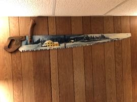 Warranted Superior One Man CrossCut Saw - Hand Painted