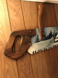 Warranted Superior One Man CrossCut Saw - Hand Painted