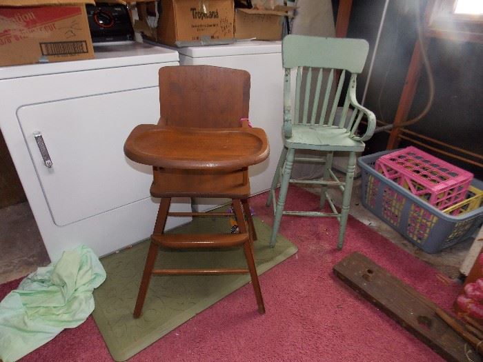 ANTIQUE AND MCM HIGH CHAIRS