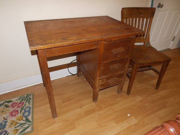ANTIQUE MISSION DESK AND CHAIR