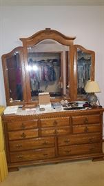 Long Dresser with 3 Paneled Mirror