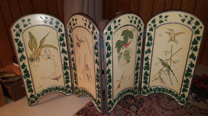 Charming hand painted four-panel divider.