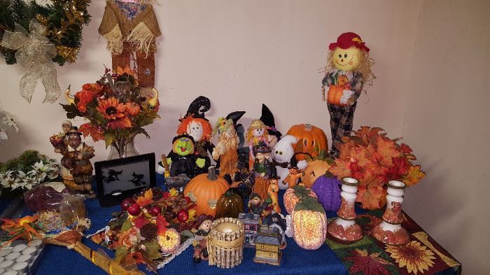 Halloween and Fall related florals and decorations.