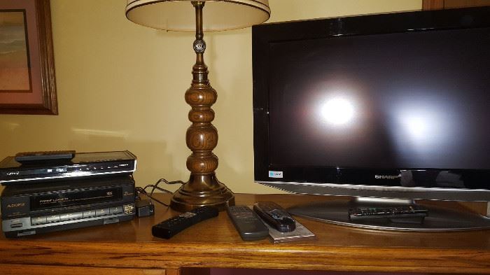 Blu Ray Player with remote, Audiovox VHS Player with Remote, Sharp LCD tv with remote