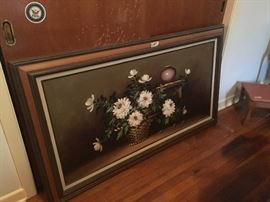 large wood  orig, flowers art work