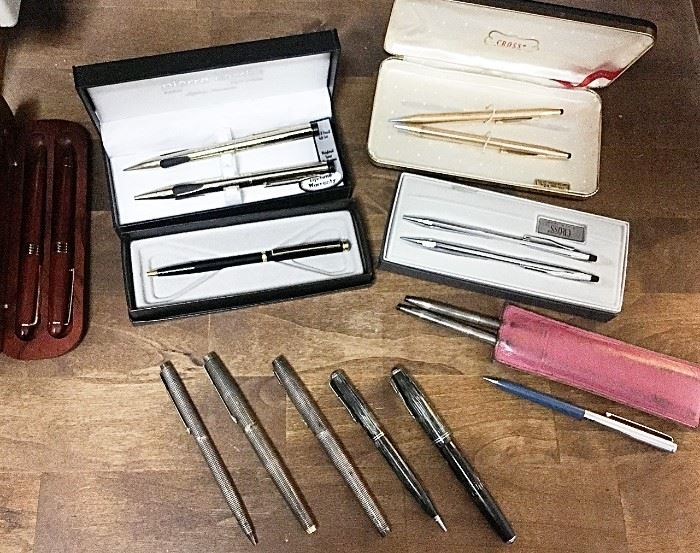 Fountain and Sterling Silver Parker pens 