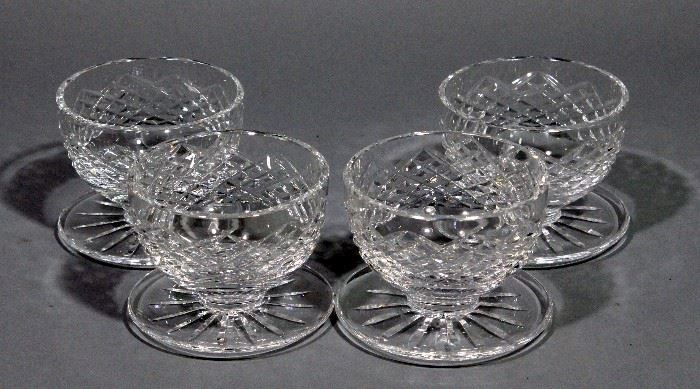 Waterford Alana Cut Crystal Cut Foot Dessert Dishes, Signed, Qty 4