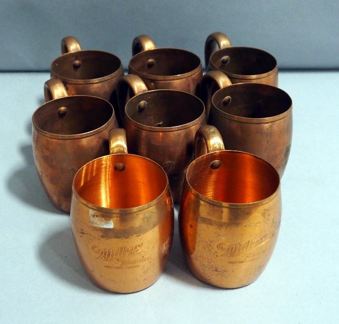 Miller High Life Solid Copper Moscow Mule Cups, Qty 8