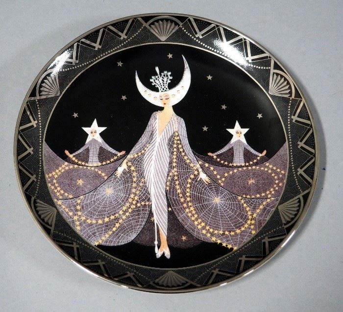 Franklin Mint Royal Dalton House of Erte Decorative Plates, Qty 2, Queen of the Night, Symphony In Black, and "Forever Marilyn" Decorative Plate