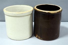 Stoneware Crocks, Qty 2, Unmarked, 7.5"H and 8"H